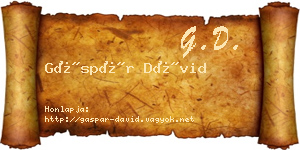 Gáspár Dávid névjegykártya